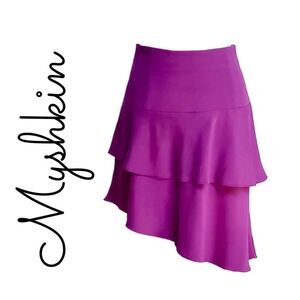 SILK CHARMEUSE LUXURY LAYERED ASYMMETRIC SHORT SKIRT